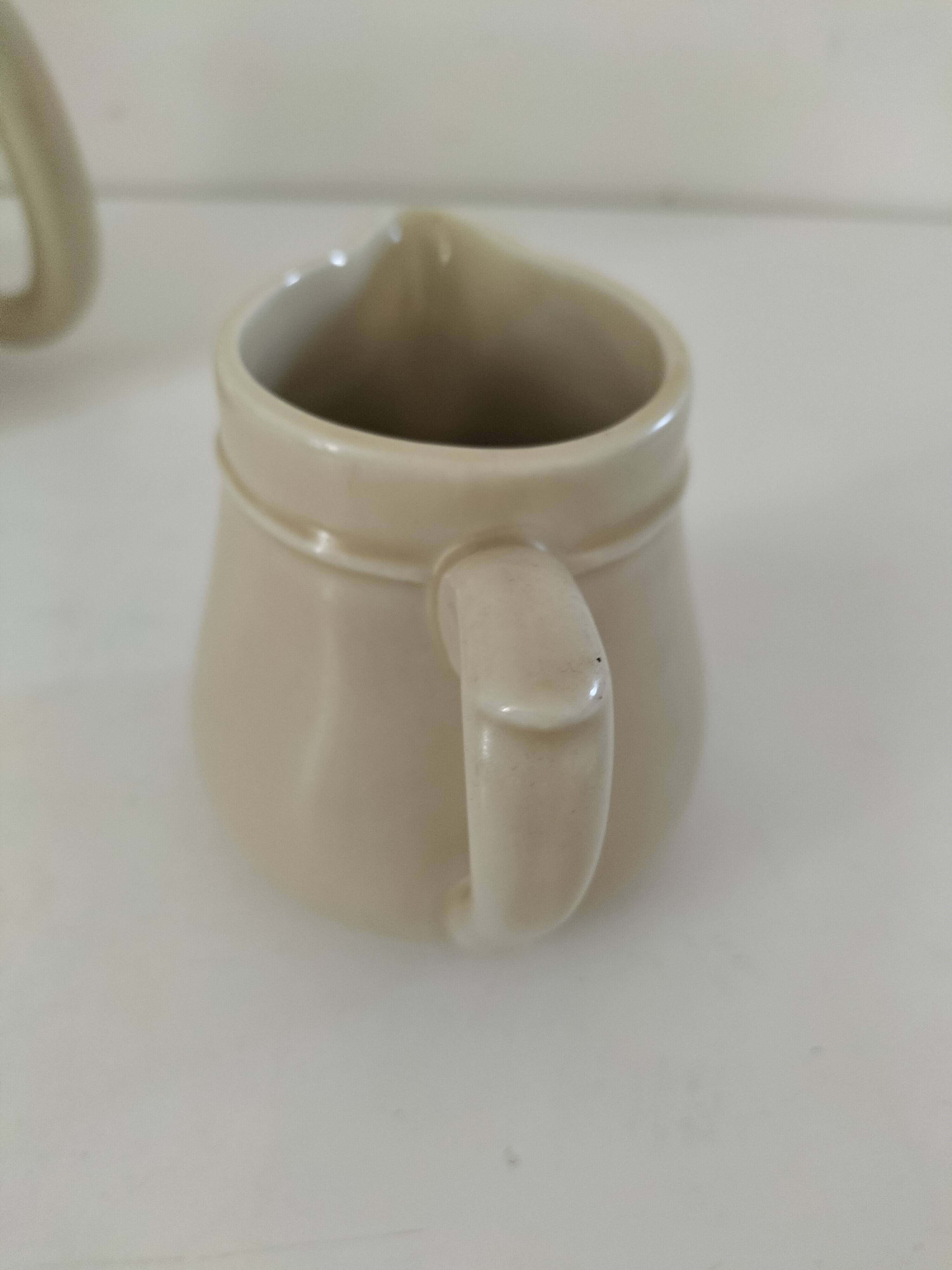Duo teapot and milk jug in greige ceramic – Vintage bistro style