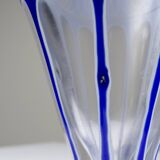 Pair of small crystal vases "overlay" cut with antique blue and white enamel