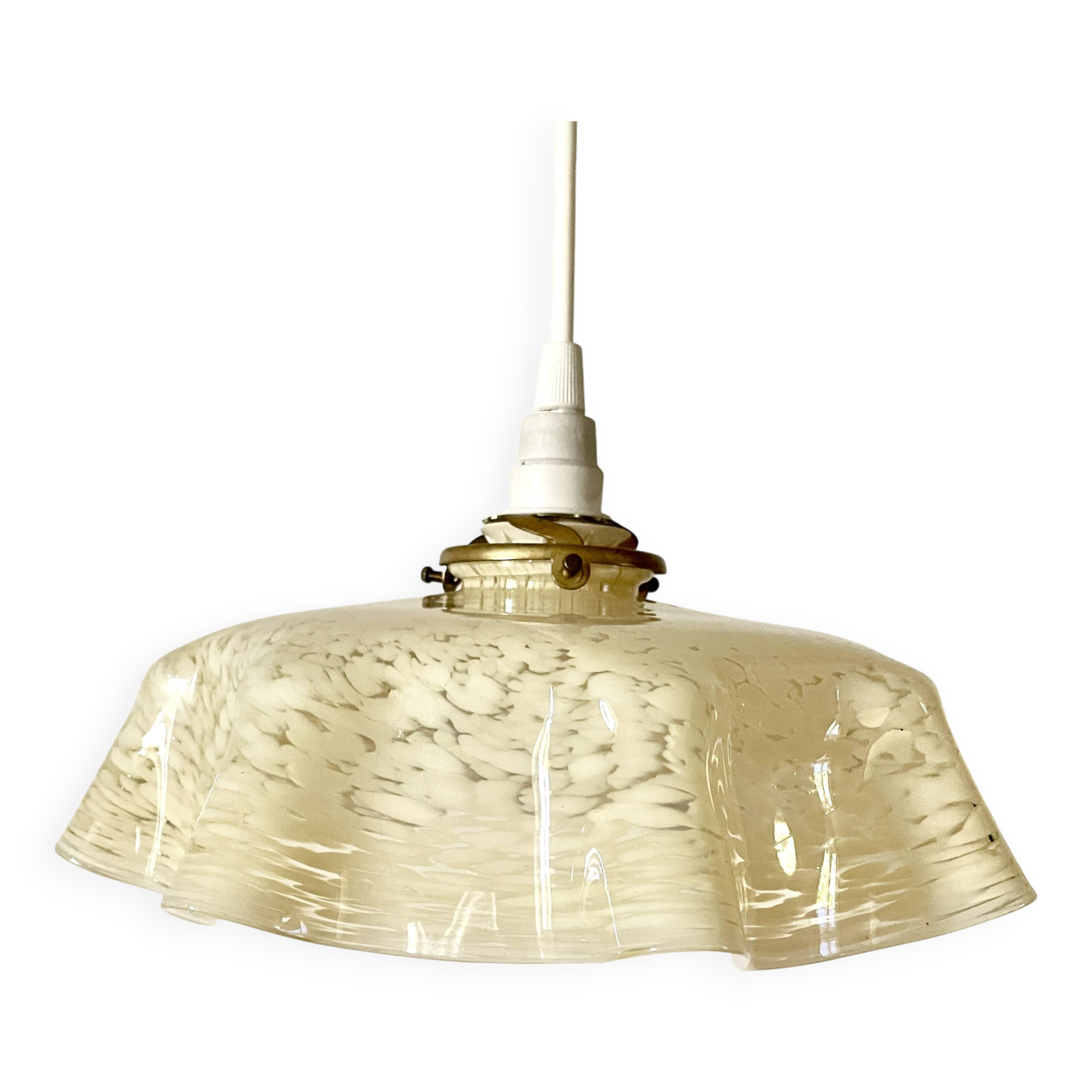 Clichy yellow beige glass draped pendant light