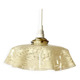 Suspension drapée verre de Clichy jaune beige