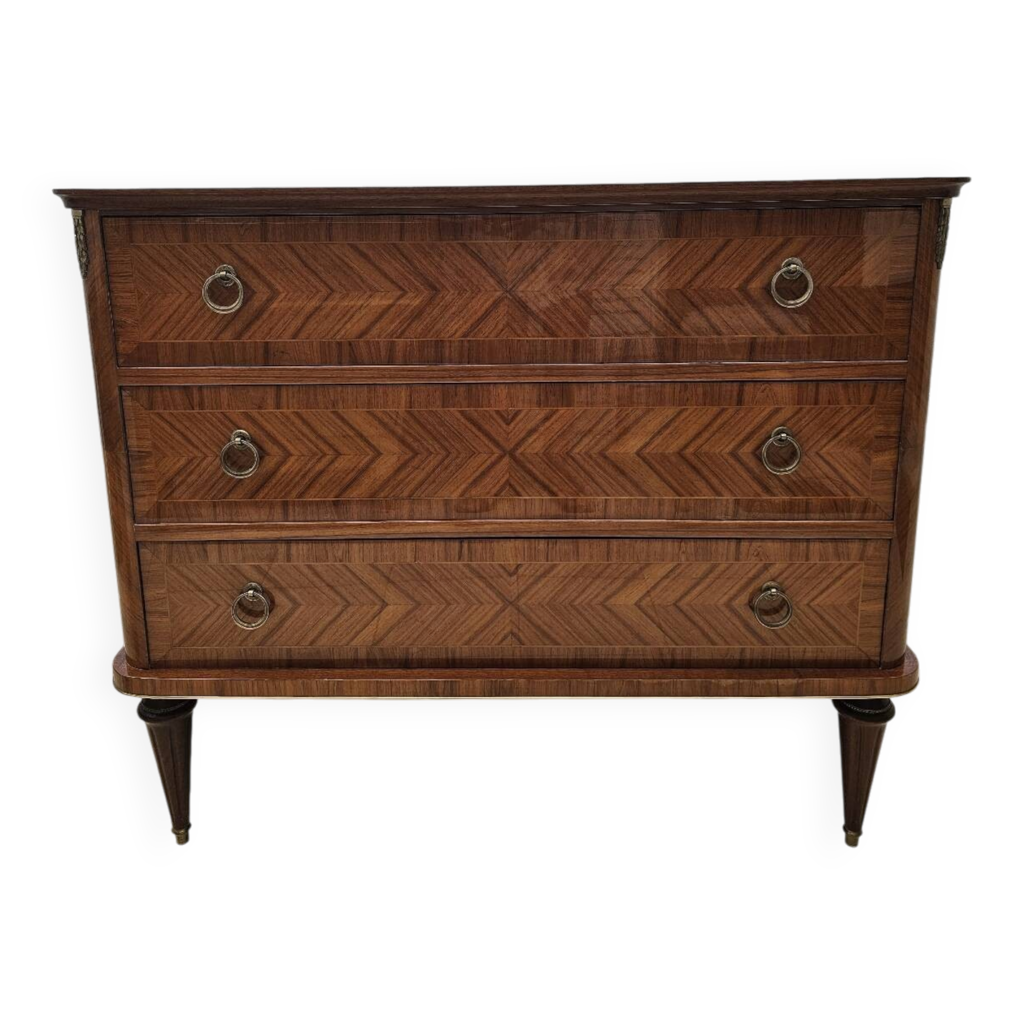 Chest of drawers with 3 drawers in solid wood with marquetry.