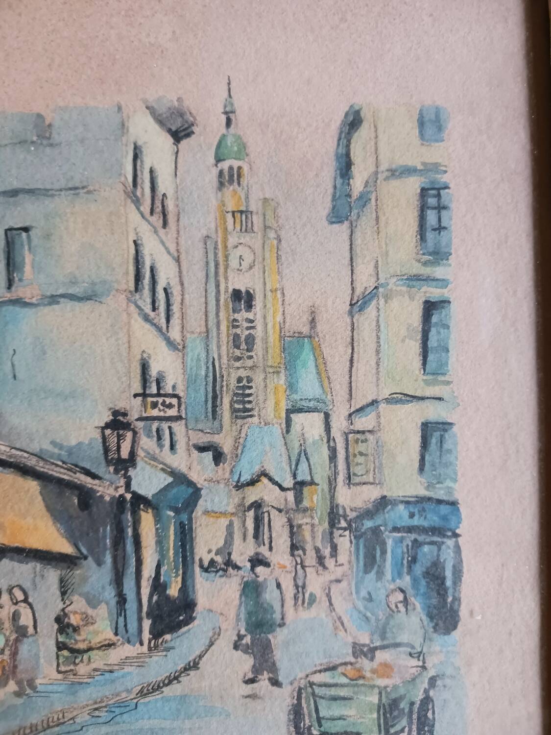 Aquarelle "Rue de la montagne Sainte Geneviève àParis"