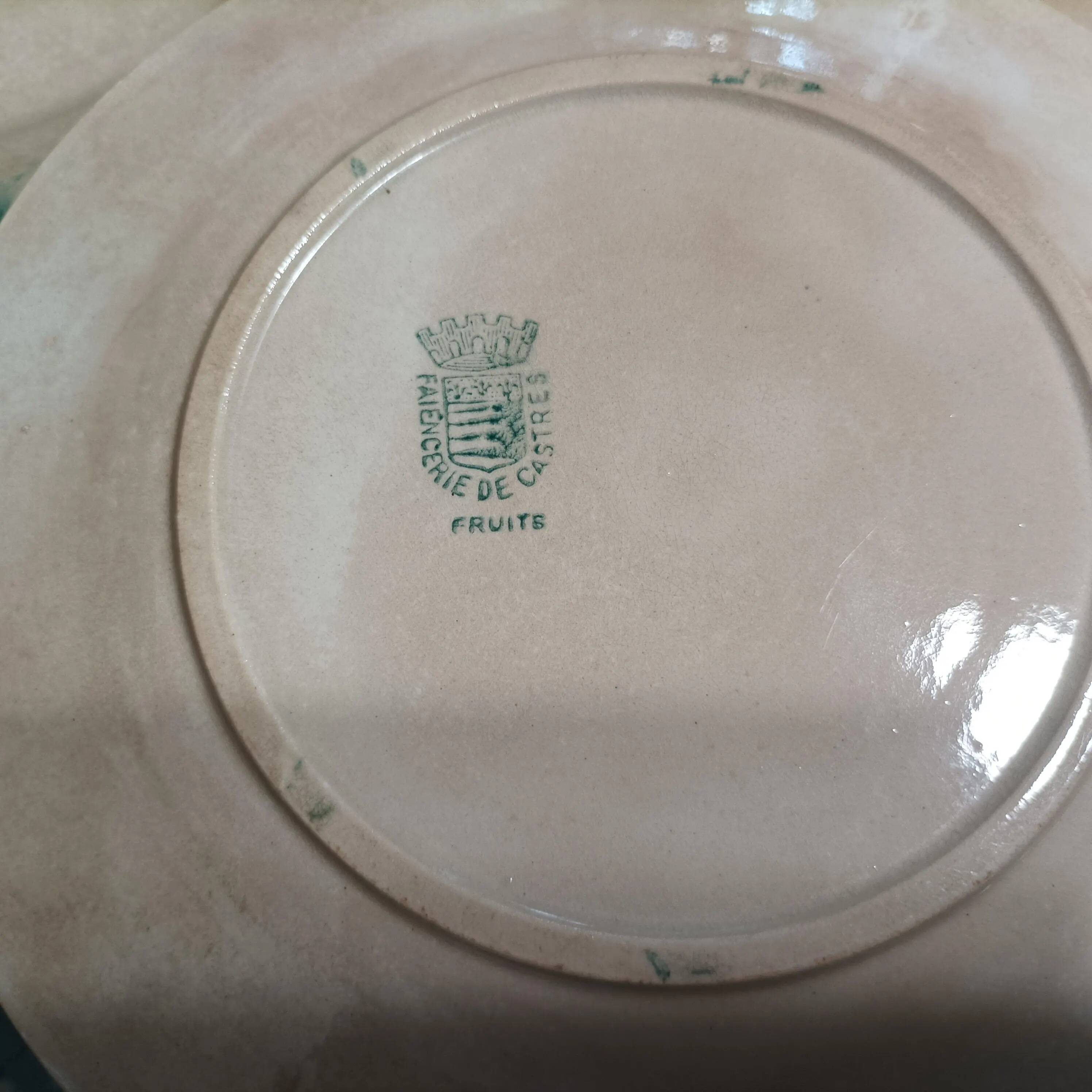 Set of 5 vintage dessert plates Faïencerie de Castres Model Fruits