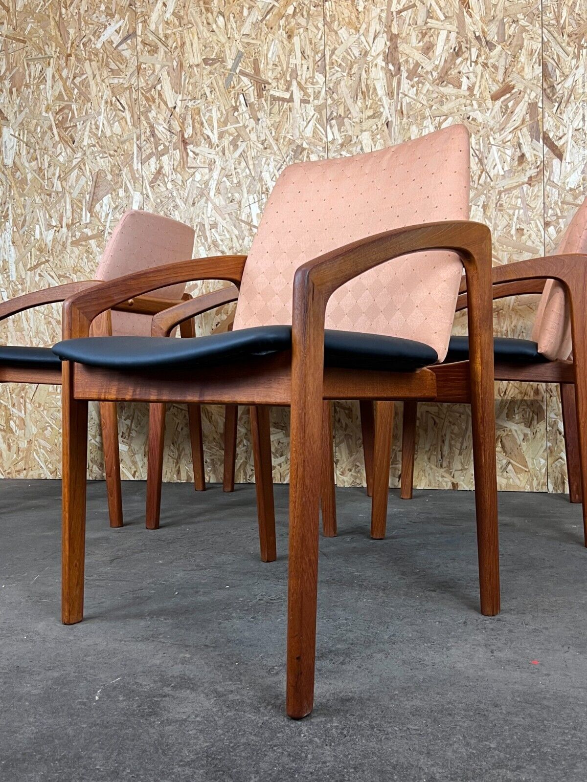 Teak dining chairs model 23 by Henning Kjaernulf for Korup Stolefabric