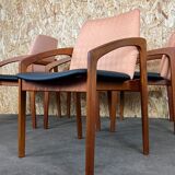 Teak dining chairs model 23 by Henning Kjaernulf for Korup Stolefabric