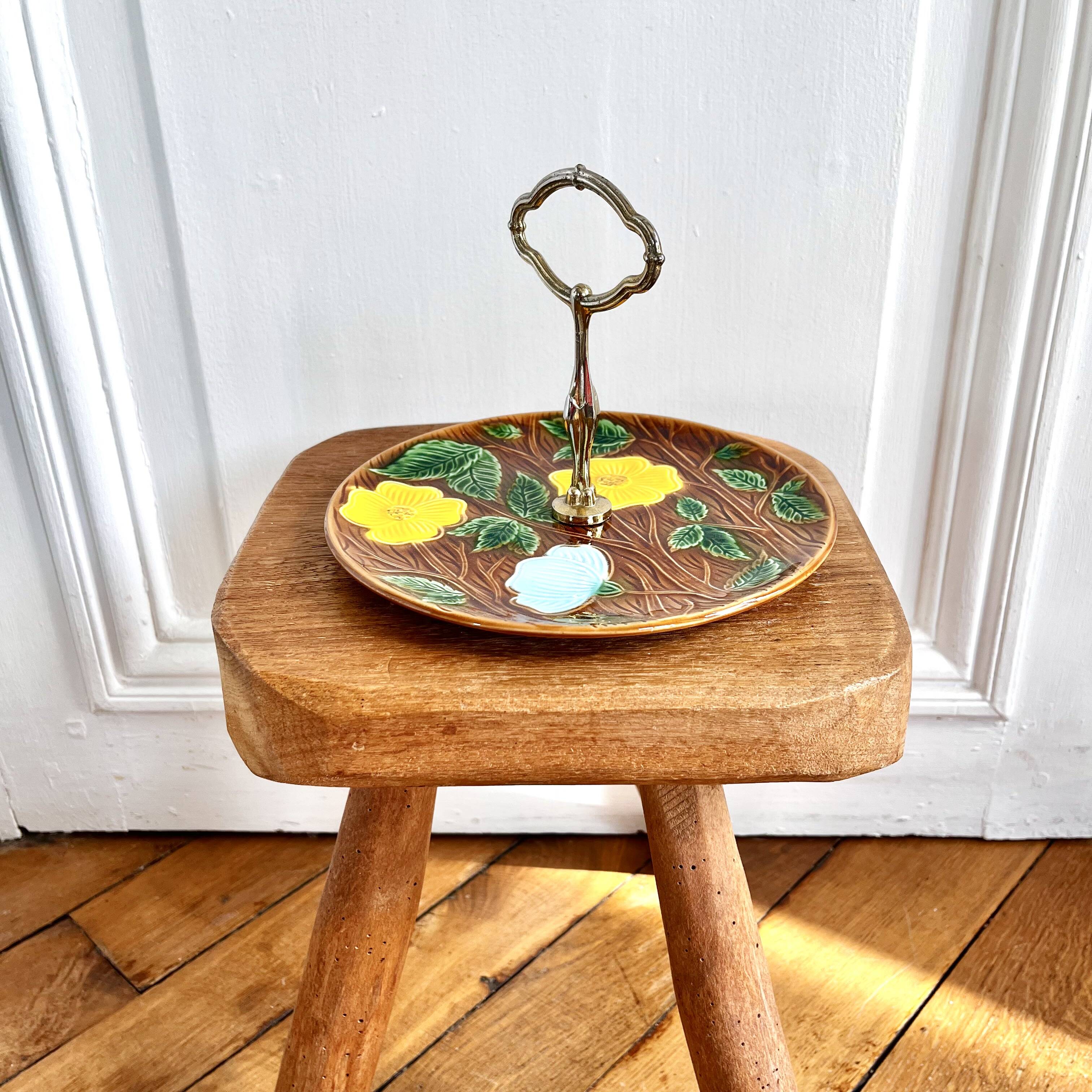 Sarreguemines barbotine cake display dish