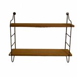 1960s steel and oak veneer wall shelf