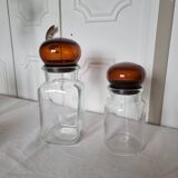 Pair of vintage Belgian glass pharmacy jars from the 1970s, very decorative