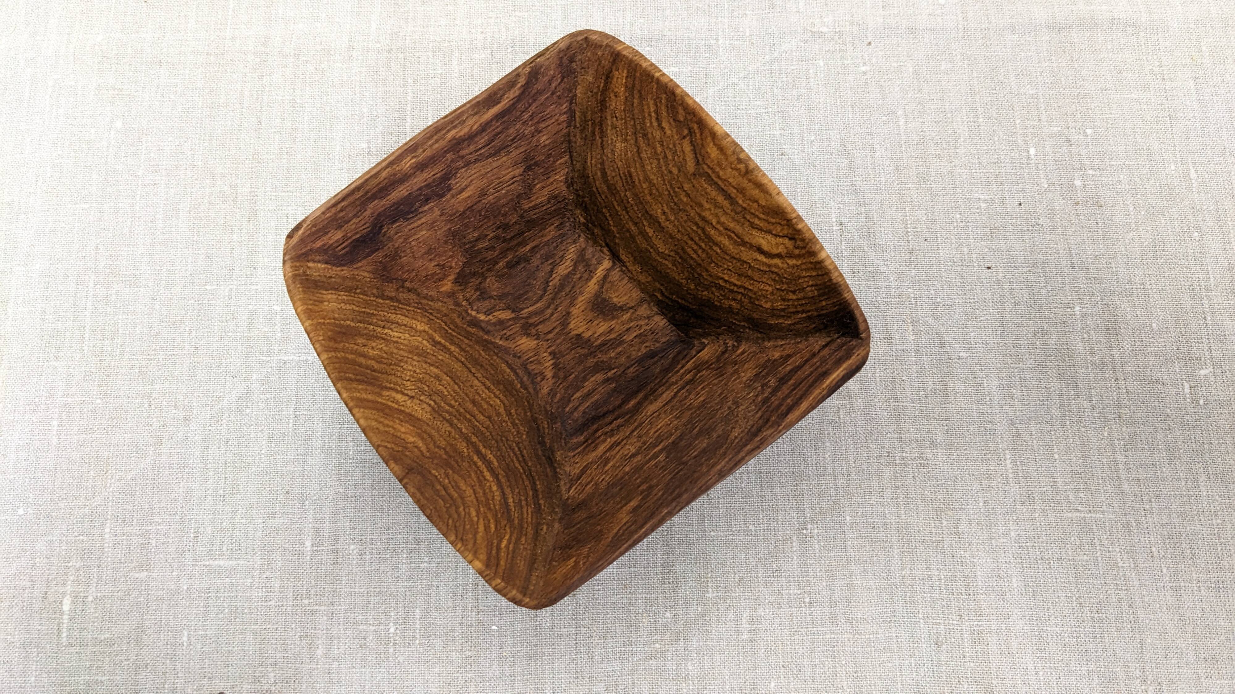 Set of 8 Scandinavian olive wood ramekins, France circa 1960.