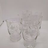 6 vintage glasses with floral pattern