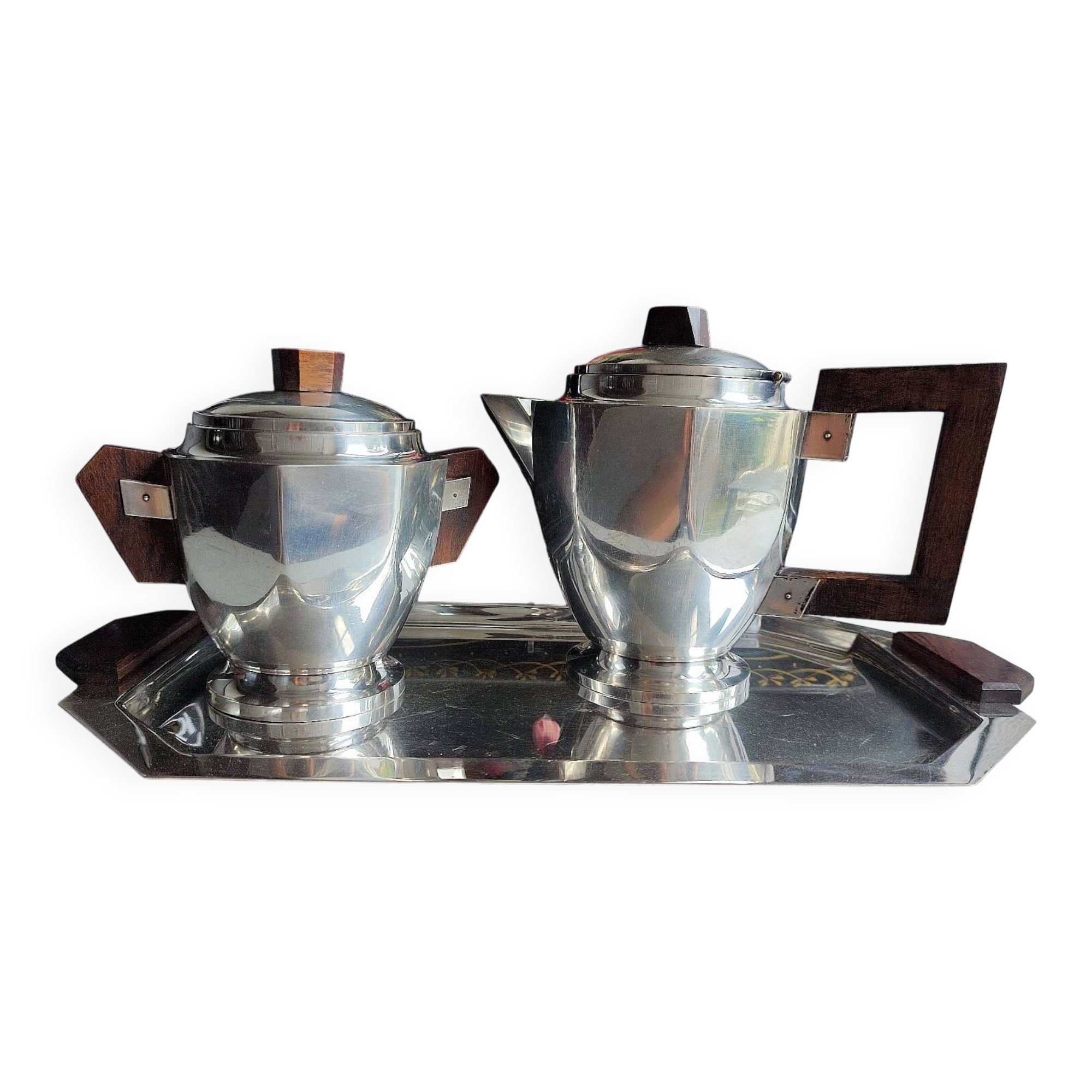 Service à café en métal argenté époque Art Déco