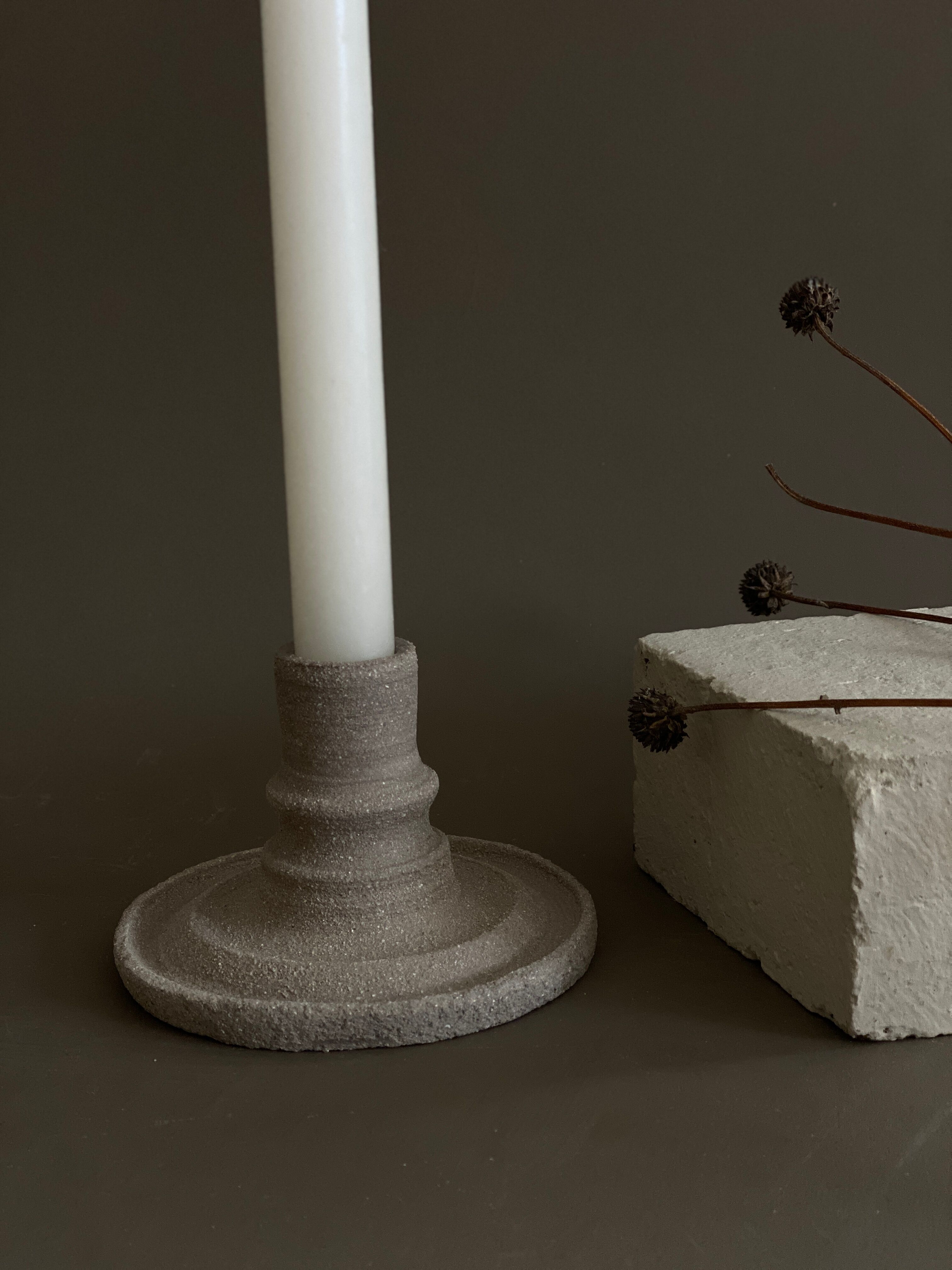 Stoneware candle holder - Ceramic essential