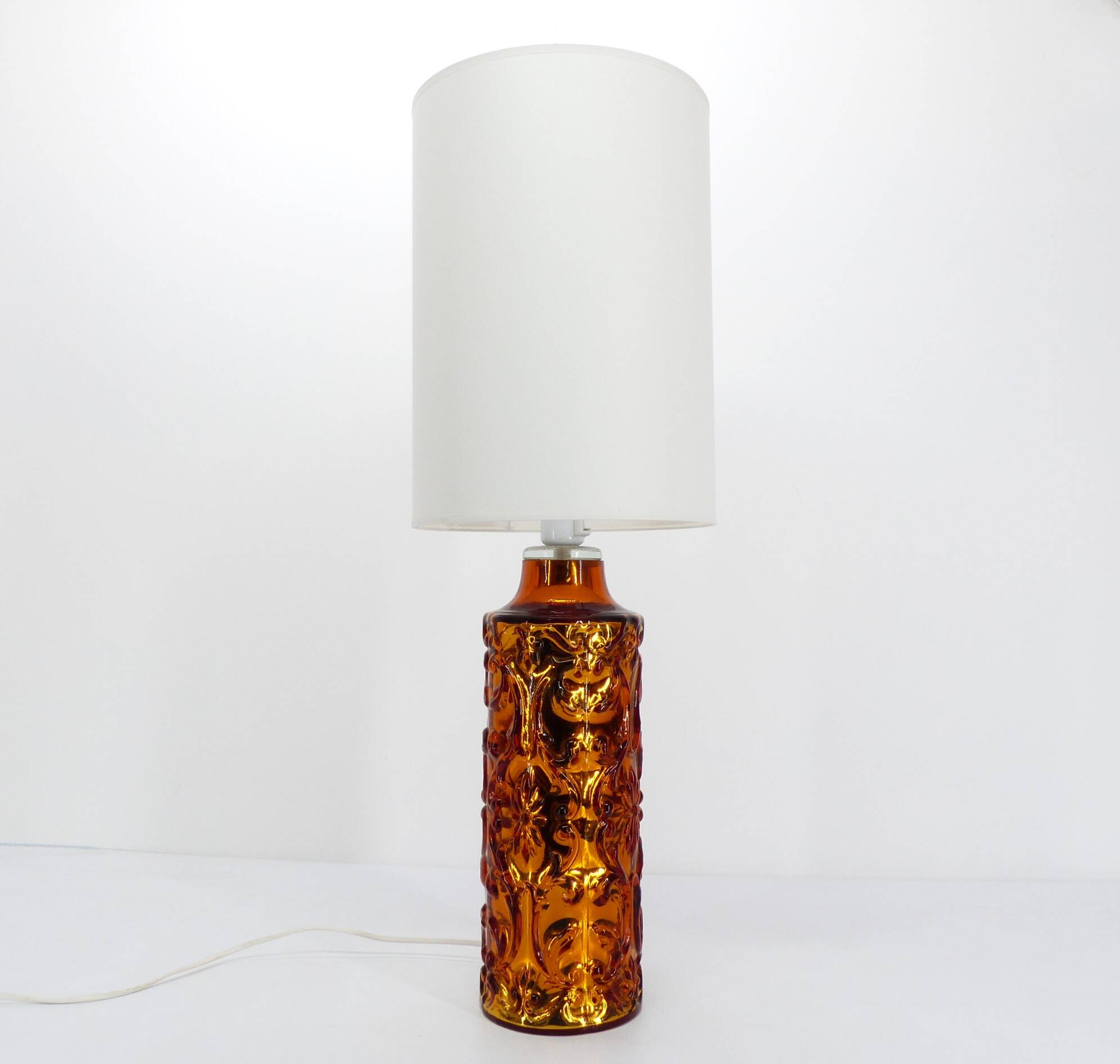 Scandinavian Gustaf Leek lamp in gold églomisé glass Orrefors 1960