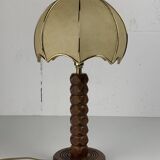 French modernist wood turned mushroom cocoon table lamp, 1950s