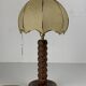French modernist wood turned mushroom cocoon table lamp, 1950s