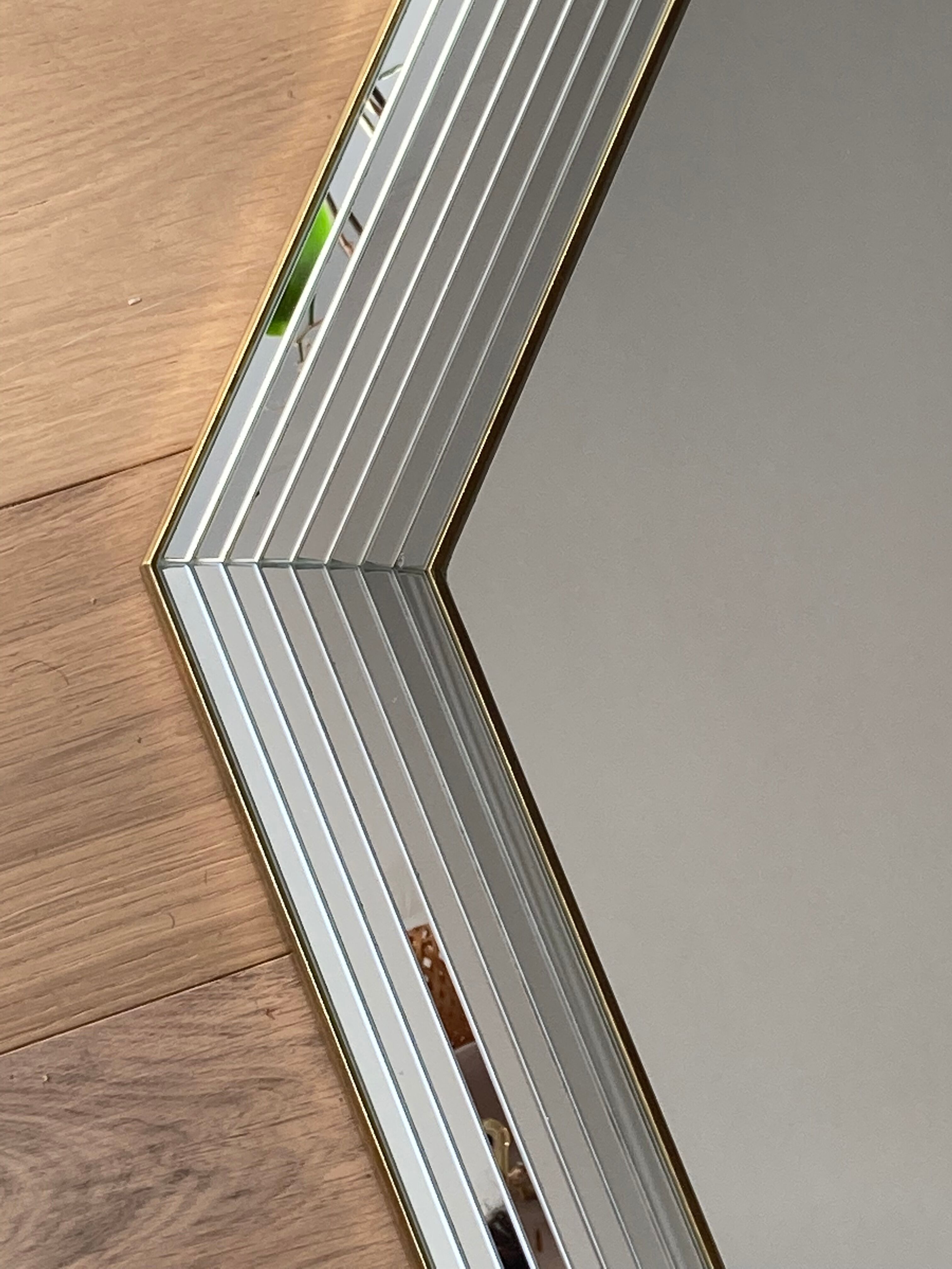Miroir octogonal en verre années 70