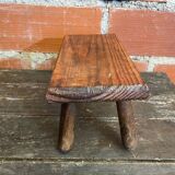 Brutalist Footstool Vintage Chalet Old Solid Wood #D62