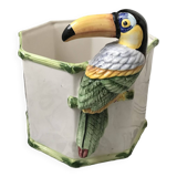 Vintage slip planter with Toucan decoration