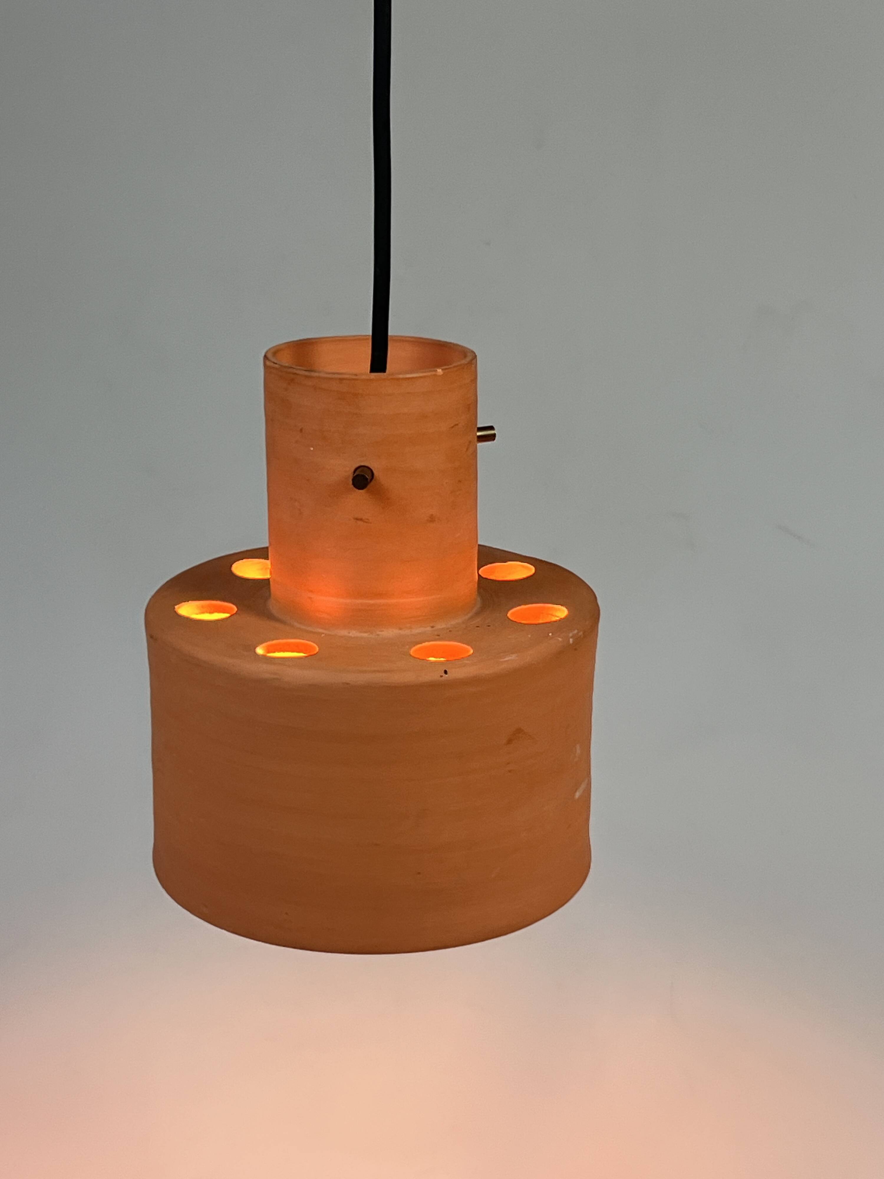 Vintage Hanging Lamp, Artiforte Netherlands, Terracotta, 1950s