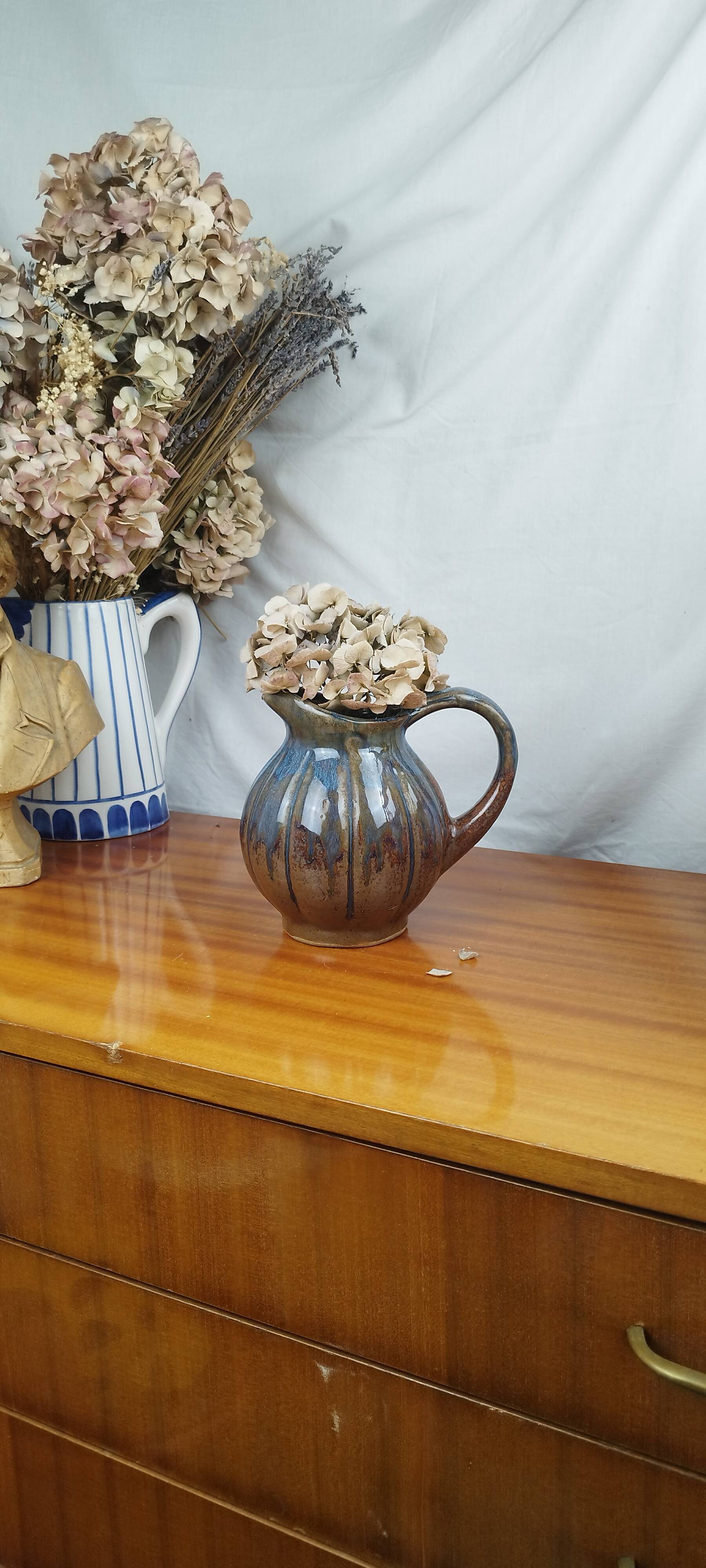 Stoneware Pitcher or Carafe in the Shape of a Pumpkin, Art Deco Period 1930s