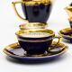 Coffee service Kréma Lafitte Asnières porcelain gold blue ⋆ Brocante Chic