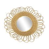 Miroir soleil rotin vintage années 60