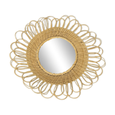 Miroir soleil rotin vintage années 60