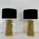 Pair of Murano Gold and Brass Table Lamps