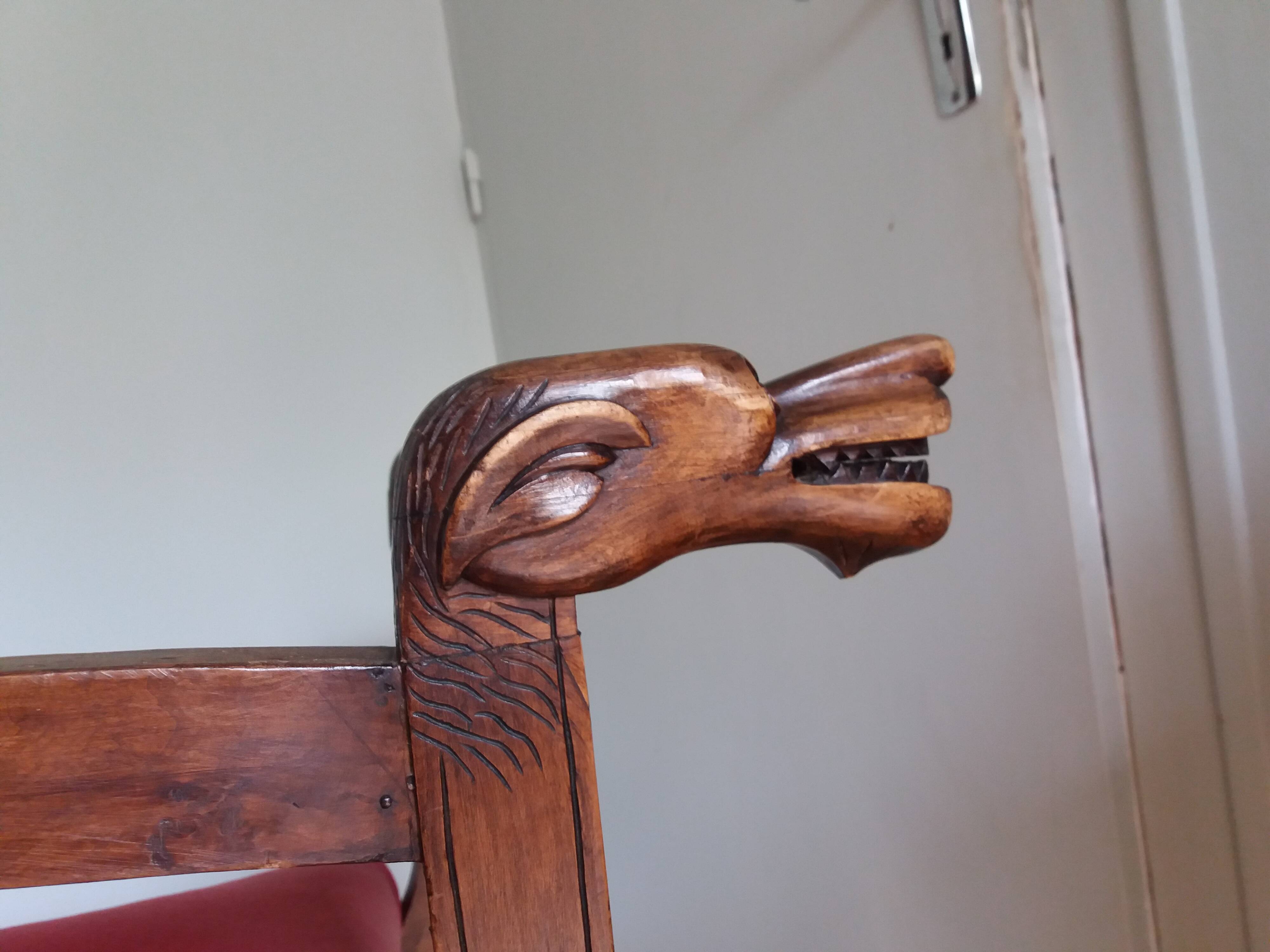 Dagobert curule armchair with chimera heads 19th century