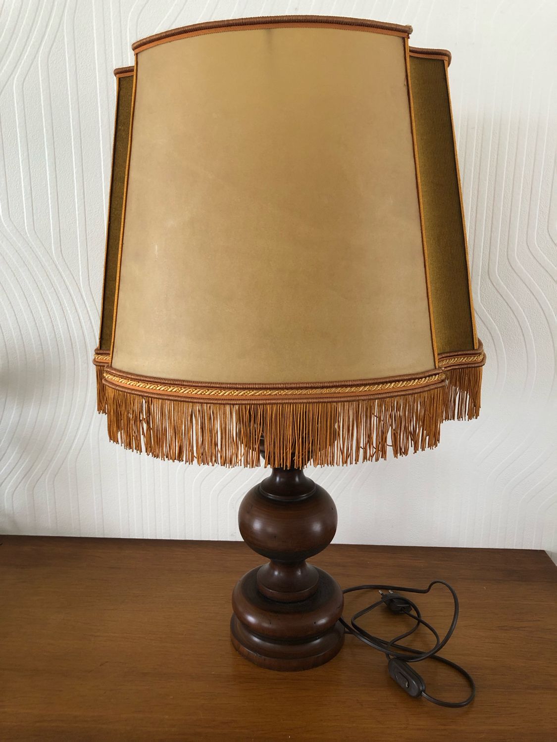 Wooden table lamp turned vintage