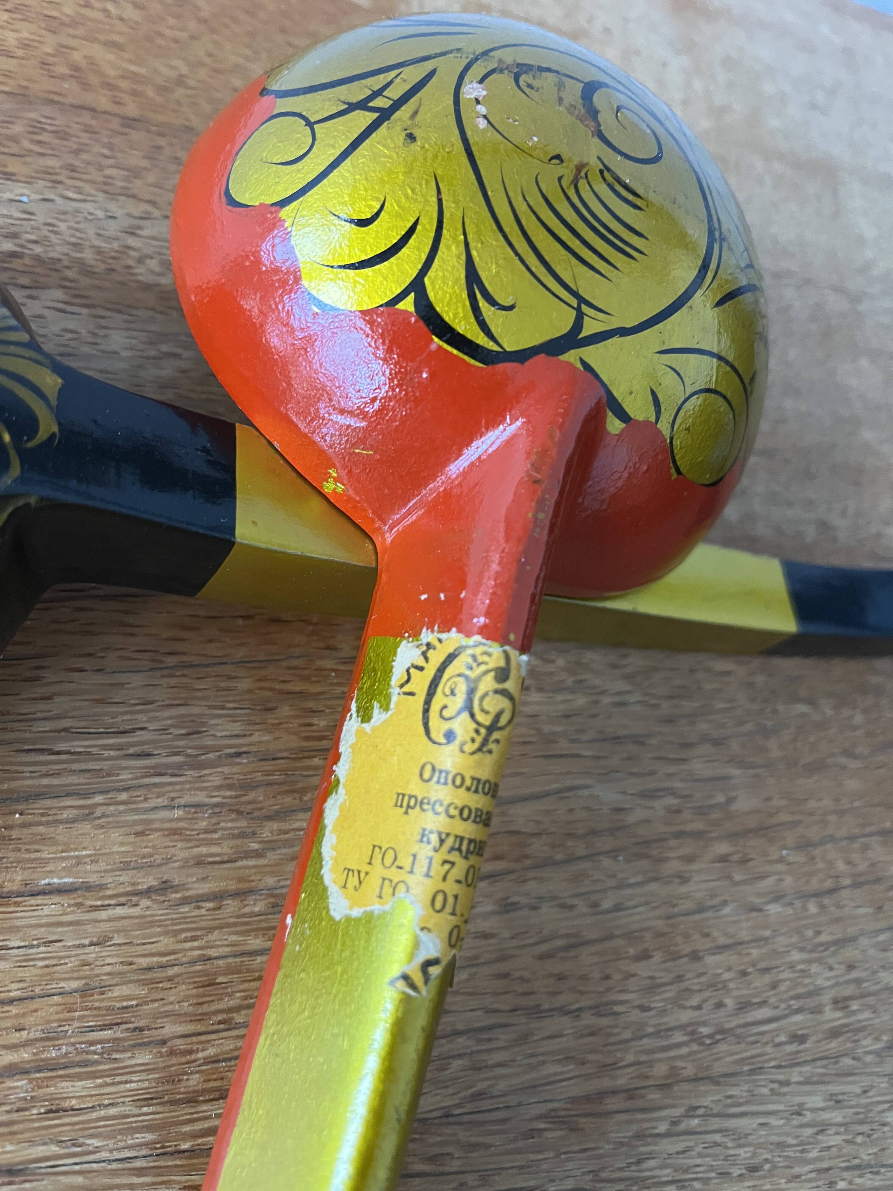 Pair of XL wooden spoons from the Soviet era.