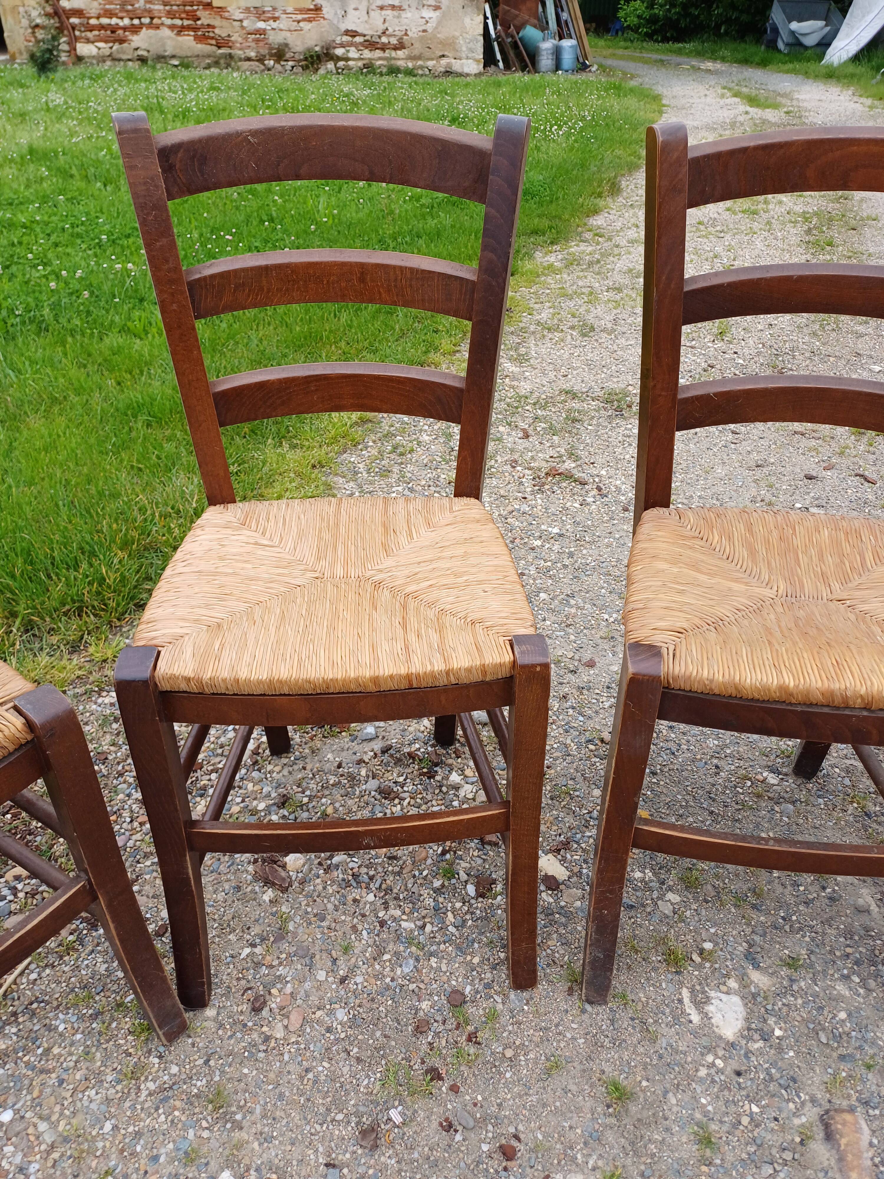 4 Old Straw Chairs