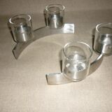 Pair of 2 table runners with 2 brushed steel chandeliers