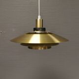 Gold lacquered aluminum hanging lamp from Danish JEKA (closed in the early 90s) model Opus 8037-H
