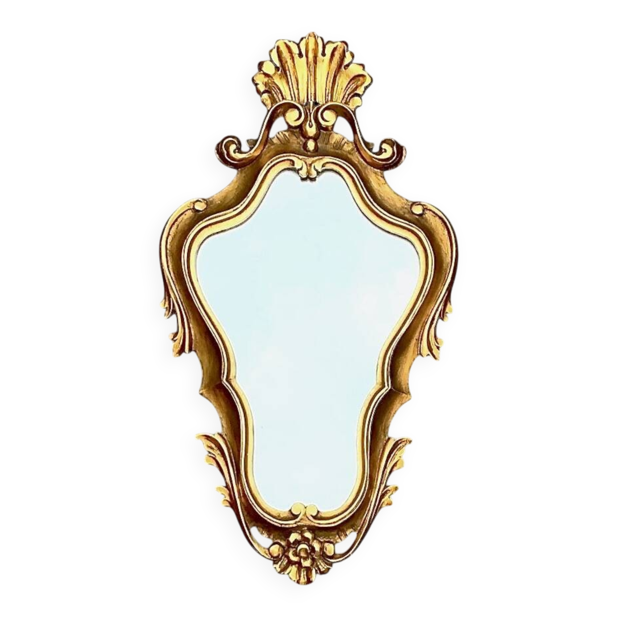 Golden Baroque Resin Wall Mirror – Rococo Style