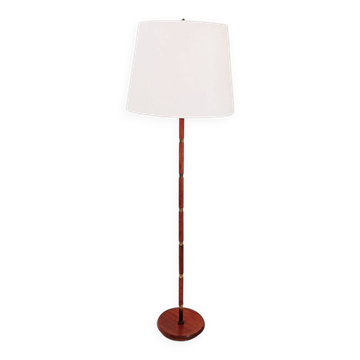 Lampadaire Mid-Century en teck et laiton, Danemark, années 1960