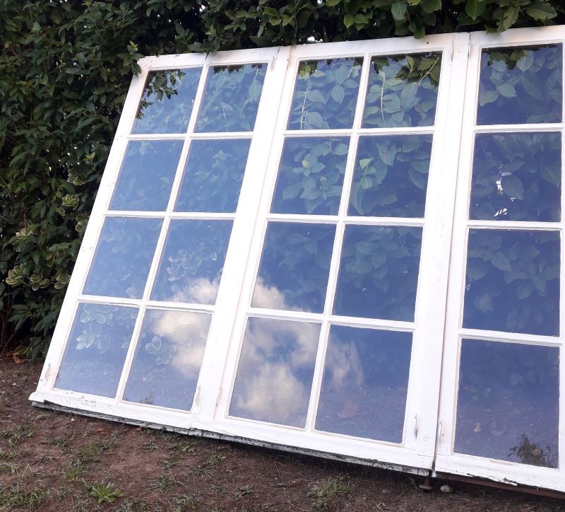 Glass window h141xl263 in oak 4 leaves