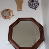 62cm x 62cm octagonal wooden mirror