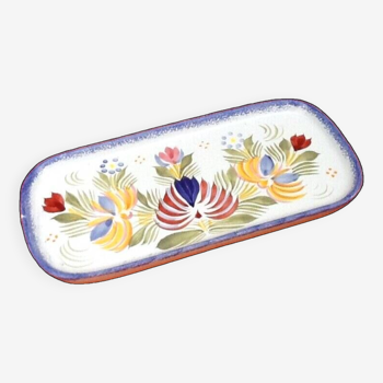 Butter tray earthenware hb henriot quimper france floral decoration