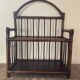 Vintage rattan and wood shelf from the 70s