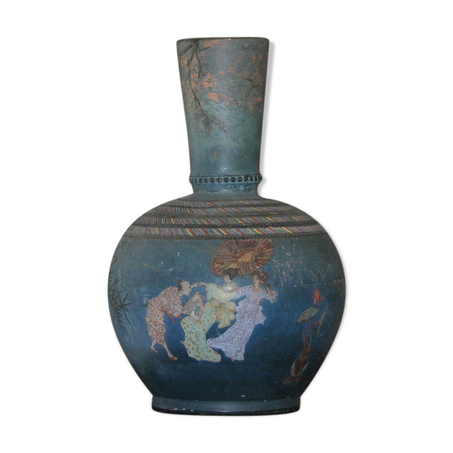 Duo of ceramic vases with Japanese decorations