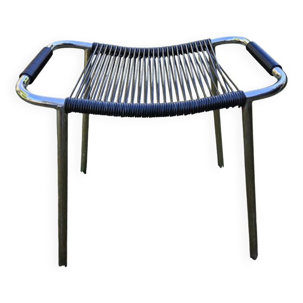 Tabouret métal en fils scoubidous 70’s