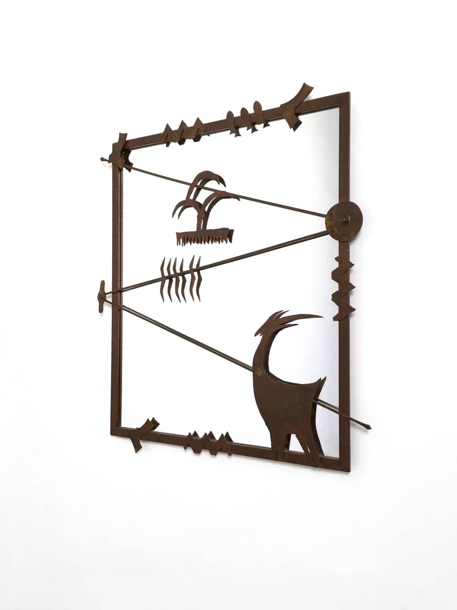 Contemporary Wall Mirror with Iron Frame, Italy