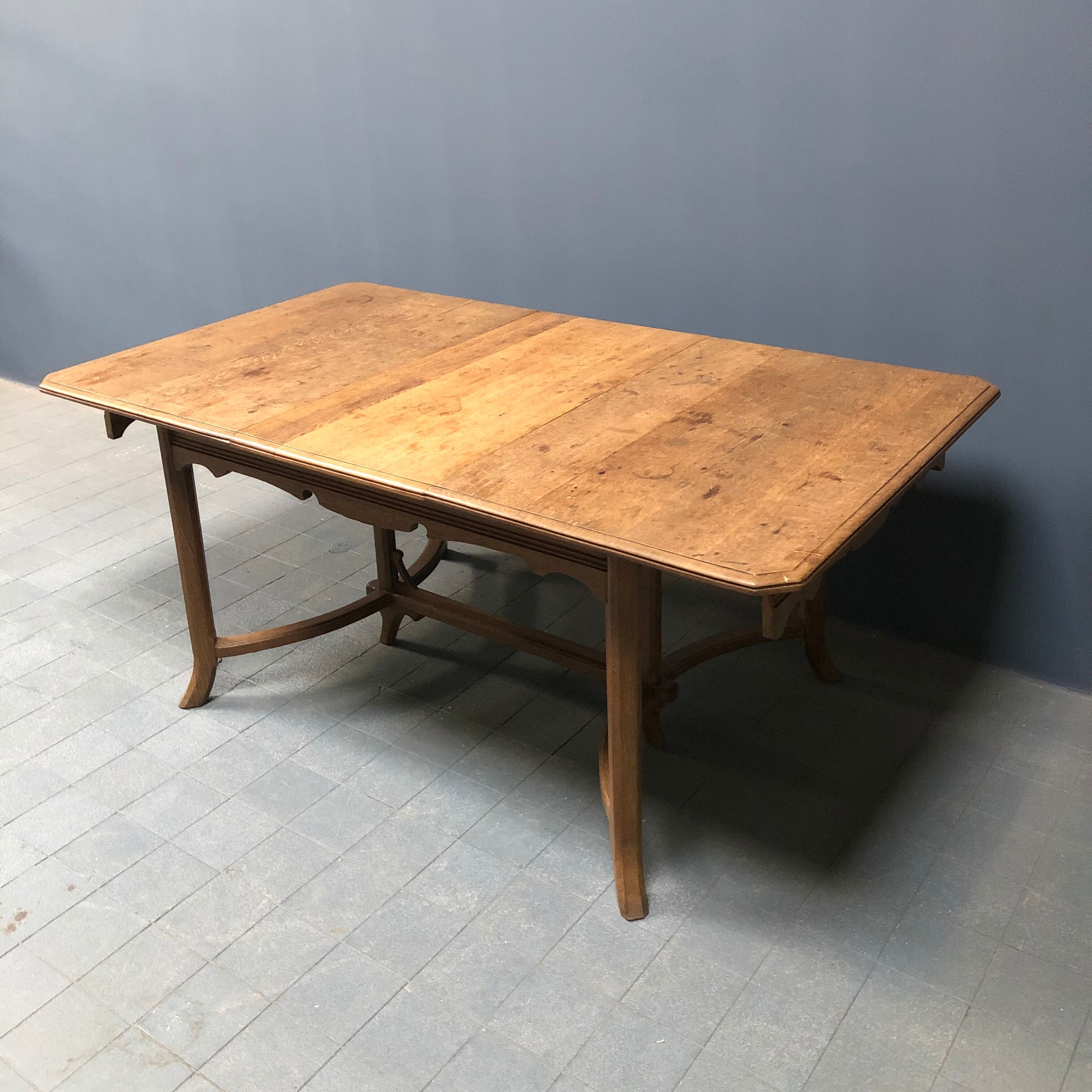 Dutch oak kitchen table in art deco style from the 1930s