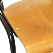 Vintage School Canteen Chairs 1970s Wood and Metal Set of 4