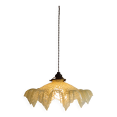 Suspension et son opaline clichy couleur  paille / blanc