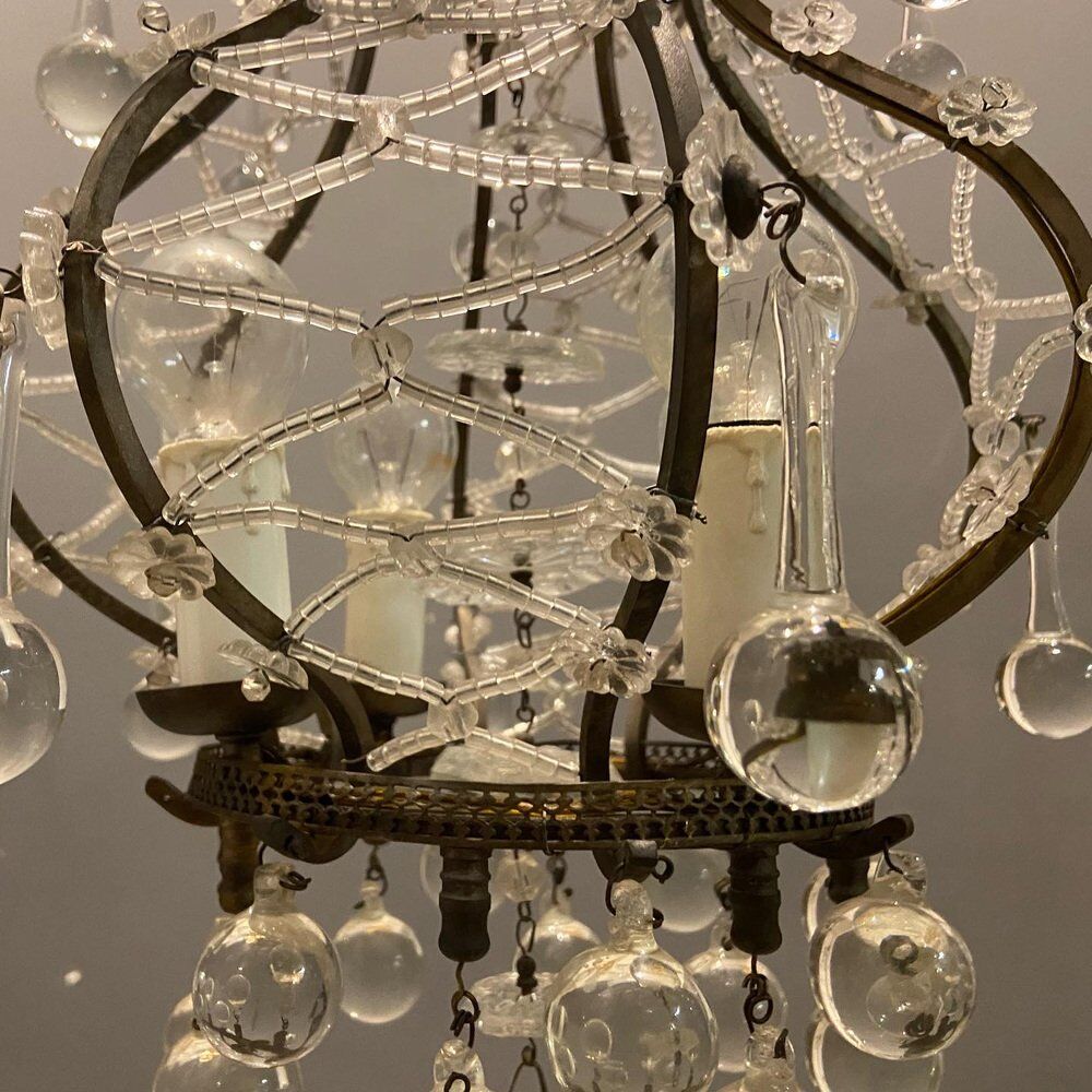 Vintage italian light pendant with murano glass drops