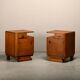 Pair Art Deco Nightstands or Bedside tables Oak and Glass, Netherlands, 193