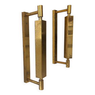 Pair of vintage modernist wall lights, solid brass, France 1960s