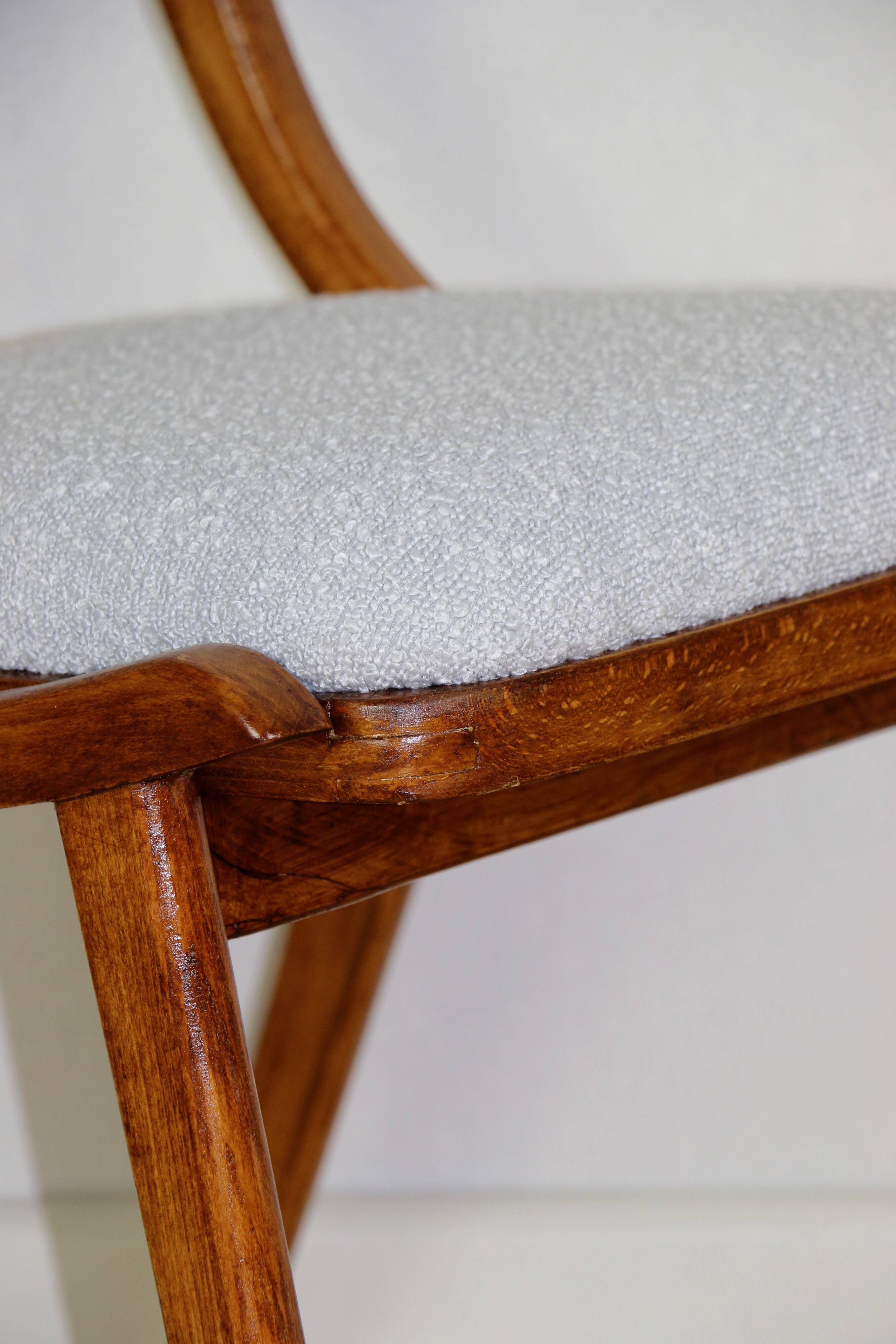 Skoczek chair light blue light grey boucle from the 70s